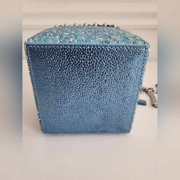 MCM Blue Studded Cube Leather Pouch - Picture 4 of 8